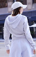 John Galt Light Gray Crystal Cropped Hoodie