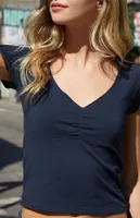 John Galt Navy Gina Cinched Top