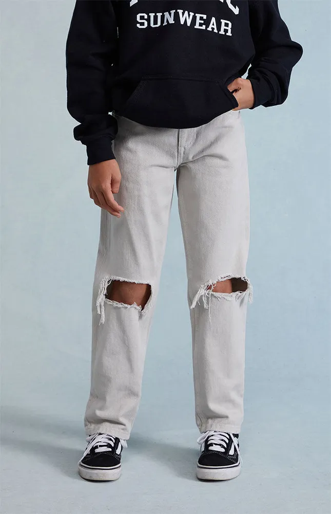 Ultra Washed Grey Straight Leg Jeans