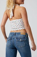 Pacsun Dark Indigo Button Pocket Low Rise Girlfriend Jeans