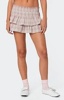 Edikted Shani Plaid Ruffled Mini Skirt