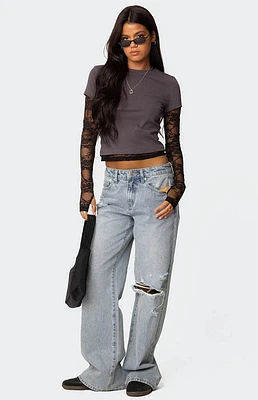 Edikted Adam Distressed Wide Leg Jeans