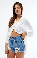 Levi's 501 Medium Indigo Distressed Denim Shorts