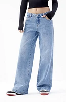 Pacsun Casey Medium Indigo Ripped Low Rise Baggy Jeans