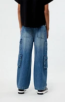 Pacsun Kids Medium Indigo Baggy Cargo Jeans