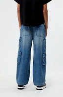 PacSun Kids Medium Indigo Baggy Cargo Jeans