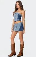 Edikted Reni Contrast Zip Denim Mini Skirt