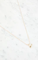 LA Hearts V Initial 14K Gold Plated Necklace