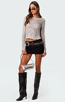 Edikted Open Back Metallic Knit Top