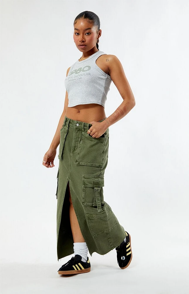 PacSun Olive Cargo Midi Skirt