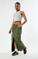 PacSun Olive Cargo Midi Skirt