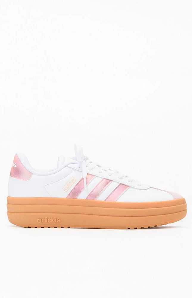 adidas Kids White & Pink VL Court Bold Shoes