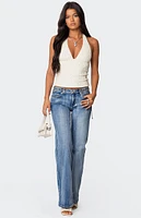 Edikted Boot Cut Washed Low Rise Jeans