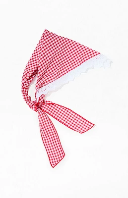 LA Hearts Red Gingham Eyelet Head Scarf