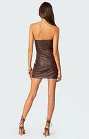 Edikted Draped Faux Leather Mini Dress