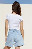 PacSun Light Indigo High Waisted Relaxed Denim Shorts