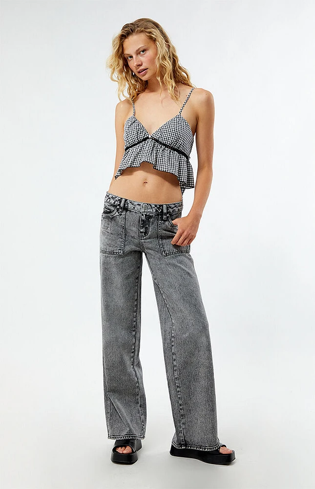 LA Hearts Gingham Babydoll Tie Top