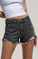 PacSun Faded Black Ripped High Waisted Denim Festival Shorts