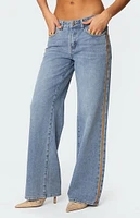 Edikted Faux Suede Stripe Low Rise Jeans