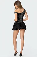 Edikted Polka Dot Asymmetric Bubble Skirt Mini Dress