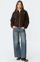 Edikted Memphis Studded Faux Suede Jacket