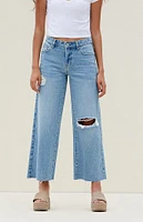 PacSun Medium Indigo Ripped Cropped Wide Leg Jeans