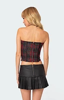 Edikted Tory Plaid Print Mesh Corset