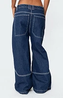 Edikted Super Wide Contrast Stitch Low Rise Jeans