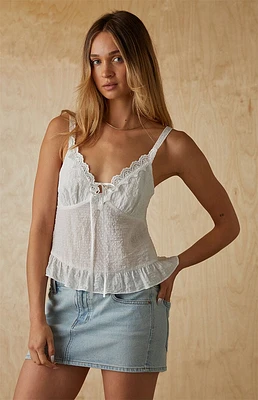 Your Favorite Mae Trim Tie Front Tank Top