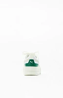 Puma Women's White & Green Mayze Leather Sneakers