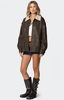 Edikted Ann Oversized Faux Leather Jacket