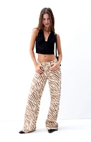 PacSun Casey Zebra Print Low Rise Baggy Jeans