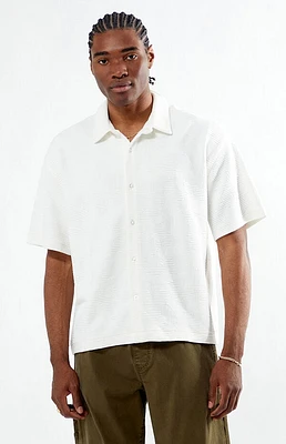 Pacsun Cream Bran Short Sleeve Textured Shirt