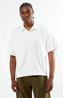 Pacsun Cream Bran Short Sleeve Textured Shirt
