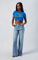 Pacsun Eco Stretch Medium Indigo Paneled Wide Leg Jeans
