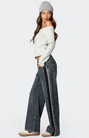 Edikted Contrast Panel Low Rise Jeans