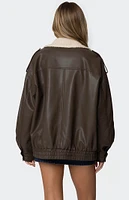 Edikted Ann Oversized Faux Leather Jacket