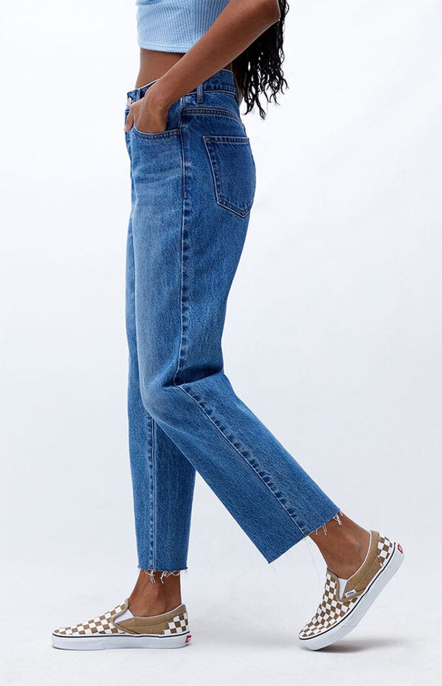 Eco Medium Blue High Waisted Straight Leg Jeans