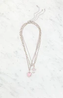 LA Hearts Cross Heart Layered Necklace