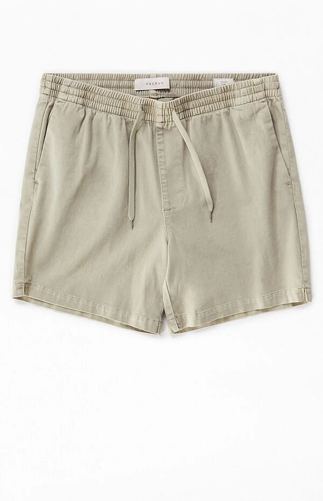 Pacsun Green Twill Volley Shorts