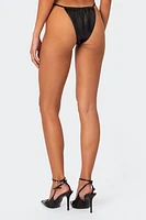 Edikted Bruna Faux Leather High Cut Bikini Bottom