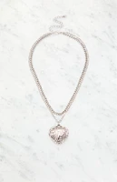 LA Hearts Etched Heart Layered Necklace