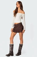 Edikted Dev Ruffle Linen Mini Skirt