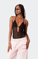 Edikted Alva Open Back Sheer Mesh Bodysuit