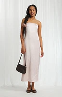 Beverly and Beck Satin Strapless Midi Dress