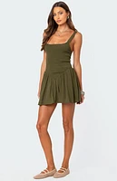 Edikted Drop Waist Smocked Mini Dress