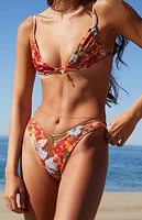 Pacsun Floral Emilia Velvet High Cut Bikini Bottom