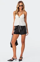 Edikted Remy Bow Ribbon Track Shorts