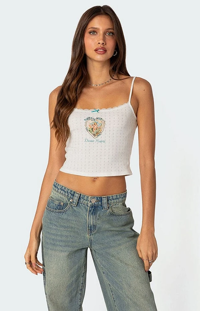 Edikted Divine Hearts Pointelle Tank Top