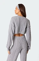 Edikted Kasey Cable Knit Cropped Sweater